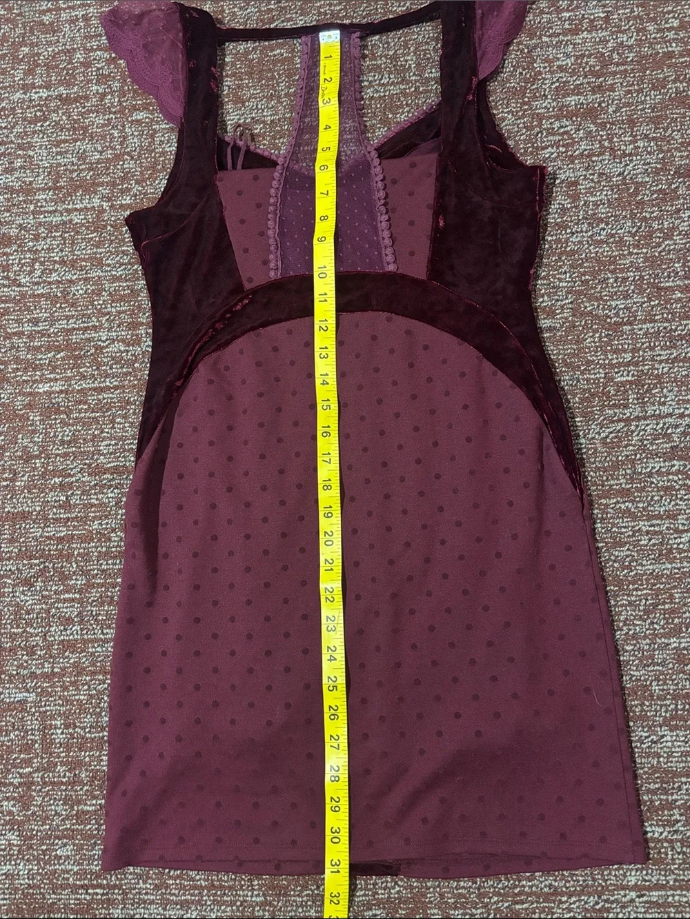 Free people dress maroon burgundy velvet faux bustier lace back party dress LG